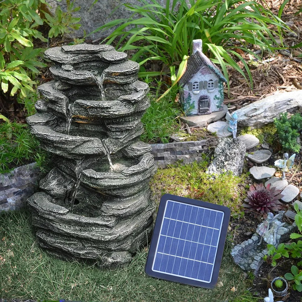 SolarCascade™ – LED-Powered Tranquil Stream – Outdoor Rock Fountain