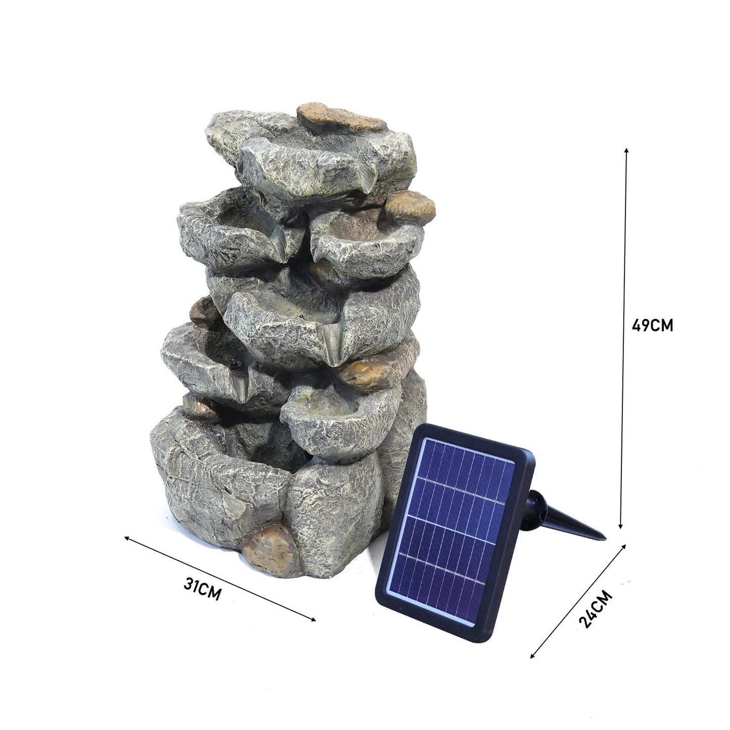 SolarCascade™ – LED-Powered Tranquil Stream – Outdoor Rock Fountain