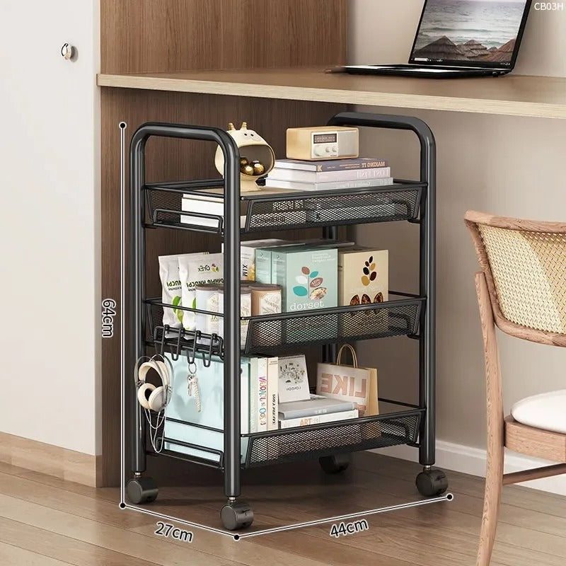 StorEdgePro™ – 5-Tier Rolling Mesh Organizer – Compact Storage Trolley