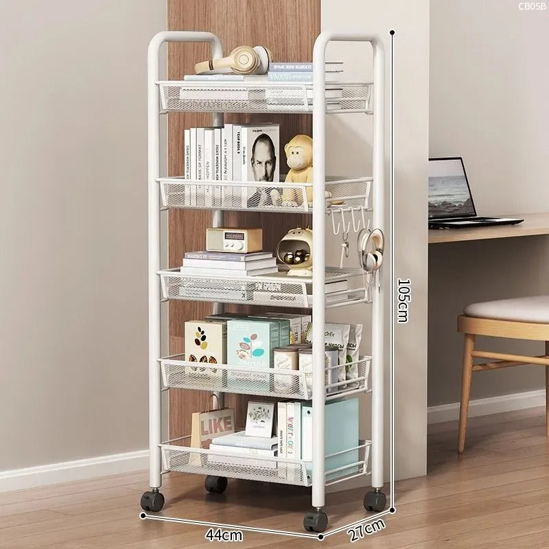 StorEdgePro™ – 5-Tier Rolling Mesh Organizer – Compact Storage Trolley