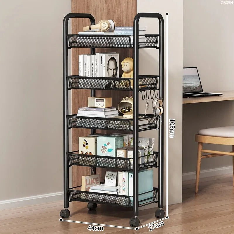 StorEdgePro™ – 5-Tier Rolling Mesh Organizer – Compact Storage Trolley