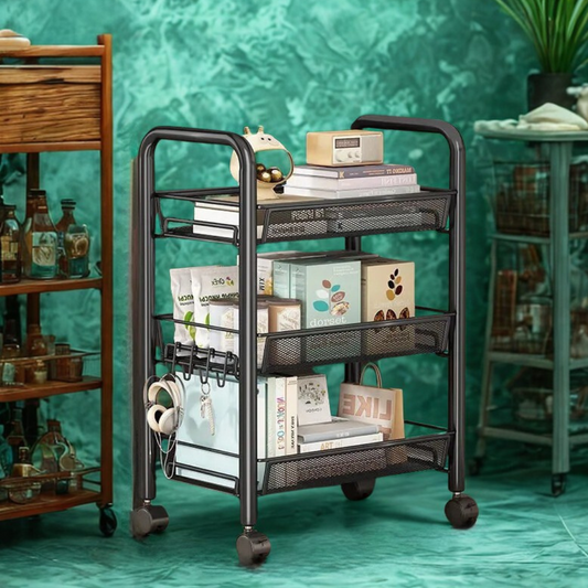 StorEdgePro™ – 5-Tier Rolling Mesh Organizer – Compact Storage Trolley