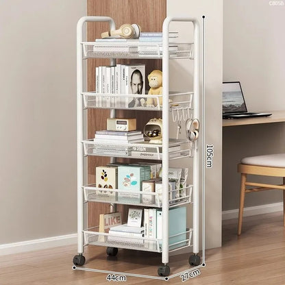 StorEdgePro™ – 5-Tier Rolling Mesh Organizer – Compact Storage Trolley